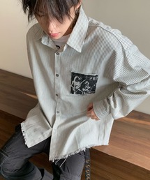 link lot（リンクロット）の「【26年秋冬新作アイテム】裾フリンジ加工プリントストライプシャツ（シャツ/ブラウス・メンズ）」