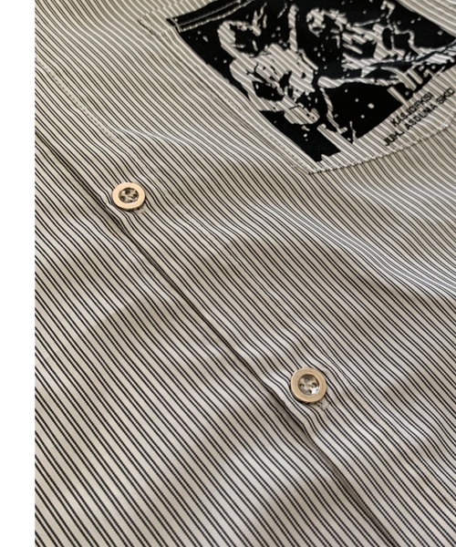 link lot(リンクロット)の「【26年秋冬新作アイテム】裾フリンジ加工プリントストライプシャツ(シャツ/ブラウス・メンズ・ホワイト・M/L)」の19枚目の写真