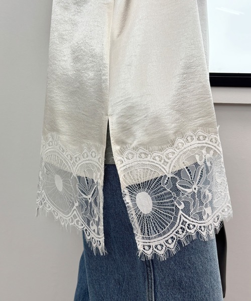 ISOOK(アイスー)の「【ISOOK / アイスー】レースサテンキャミソール / レースビスチェ レースキャミソール レイヤード 重ね着 サテンビスチェ 裾レースデザインインナー アジャスター付き 丈調節可能 ZOZOTOWN限定(キャミソール・レディース・アイボリー/ブラック・FREE)」の10枚目の写真