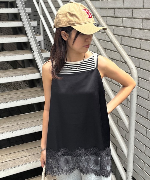 ISOOK(アイスー)の「【ISOOK / アイスー】レースサテンキャミソール / レースビスチェ レースキャミソール レイヤード 重ね着 サテンビスチェ 裾レースデザインインナー アジャスター付き 丈調節可能 ZOZOTOWN限定(キャミソール・レディース・アイボリー/ブラック・FREE)」の18枚目の写真