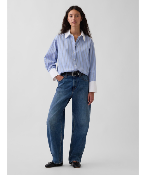GAP(ギャップ)の「オーガニック コットンポプリン ビッグシャツ(シャツ/ブラウス・レディース・ピンク系その他/ブルー/ダークブルー・XXS/L/M/S/XS)」の6枚目の写真