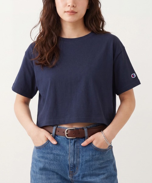 Champion(チャンピオン)の「【T23】【Champion/チャンピオン】CHAMPION LADIES CROPPED HERITAGE T-SHIRT T453W(Tシャツ/カットソー・レディース・ピンク/グレー/ネイビー/ブラック/ホワイト・SMALL/MEDIUM/LARGE)」の4枚目の写真