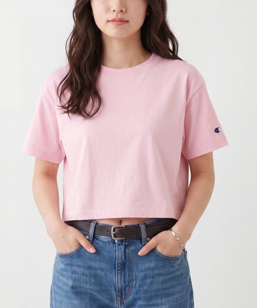 Champion(チャンピオン)の「【T23】【Champion/チャンピオン】CHAMPION LADIES CROPPED HERITAGE T-SHIRT T453W(Tシャツ/カットソー・レディース・ピンク/グレー/ネイビー/ブラック/ホワイト・SMALL/MEDIUM/LARGE)」の5枚目の写真