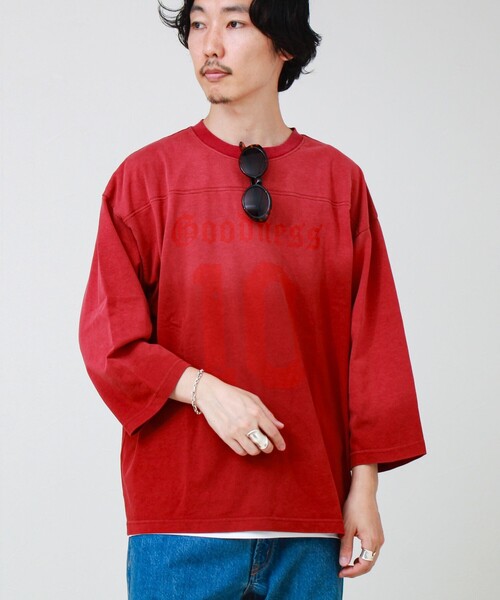 GLOSTER(グロスター)の「GOODNESS フェード フットボール 七分袖 Tシャツ(Tシャツ/カットソー・メンズ・レッド/チャコールグレー・S/M/L)」の19枚目の写真