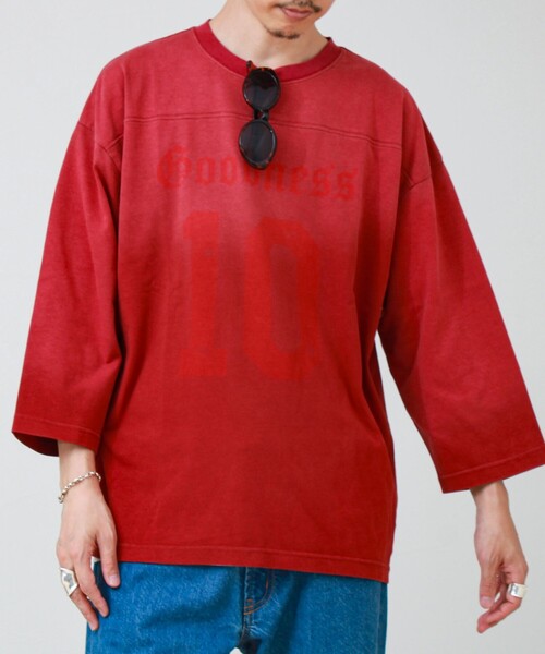 GLOSTER(グロスター)の「GOODNESS フェード フットボール 七分袖 Tシャツ(Tシャツ/カットソー・メンズ・レッド/チャコールグレー・S/M/L)」の20枚目の写真