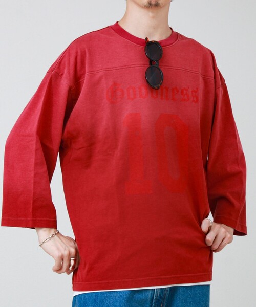 GLOSTER(グロスター)の「GOODNESS フェード フットボール 七分袖 Tシャツ(Tシャツ/カットソー・メンズ・レッド/チャコールグレー・S/M/L)」の21枚目の写真