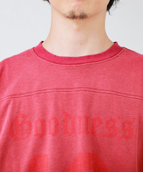 GLOSTER(グロスター)の「GOODNESS フェード フットボール 七分袖 Tシャツ(Tシャツ/カットソー・メンズ・レッド/チャコールグレー・S/M/L)」の3枚目の写真