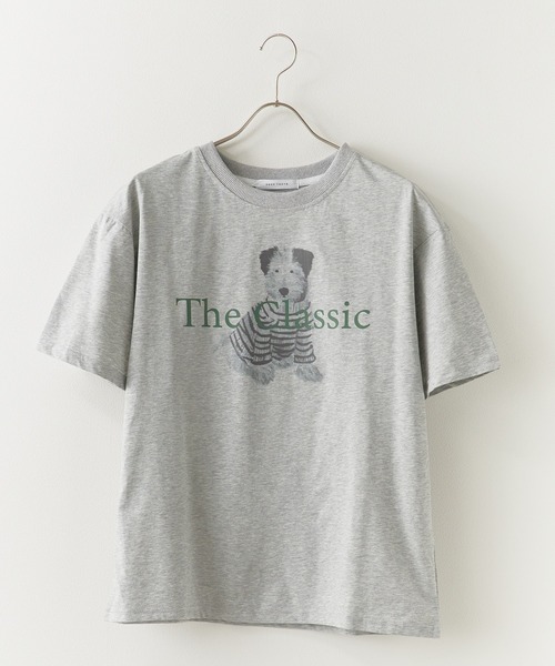 Chick(チック)の「ドッグプリント半袖Tシャツ 夏物 夏服(Tシャツ/カットソー・レディース・ライトグレー・FREE)」の1枚目の写真