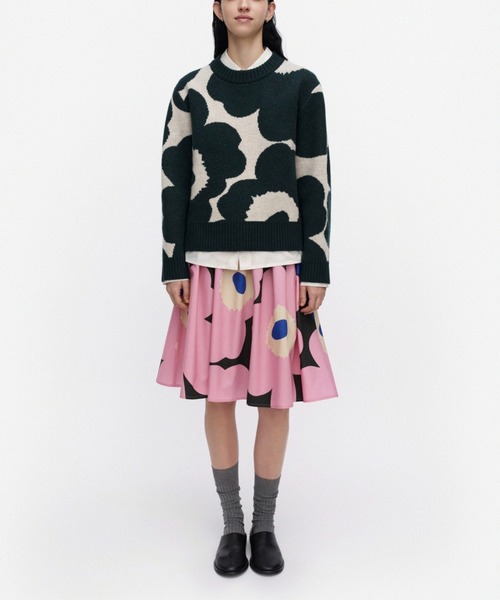 marimekko(マリメッコ)の「Virtaus Unikko / Pullover(ニット/セーター・レディース・ダークグリーン・XX-SMALL/X-SMALL/SMALL/MEDIUM/LARGE)」の1枚目の写真