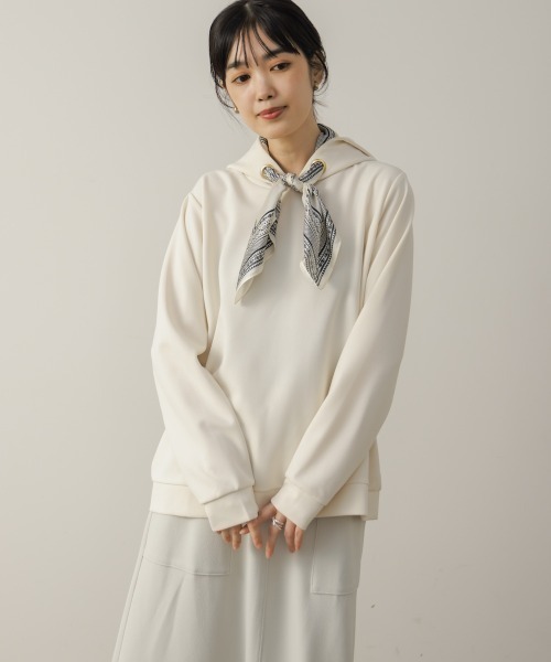 Bou Jeloud(ブージュルード)の「ダンボールツイルスカーフフーディ(Tシャツ/カットソー・レディース・アイボリー/グレー・FREE)」の5枚目の写真