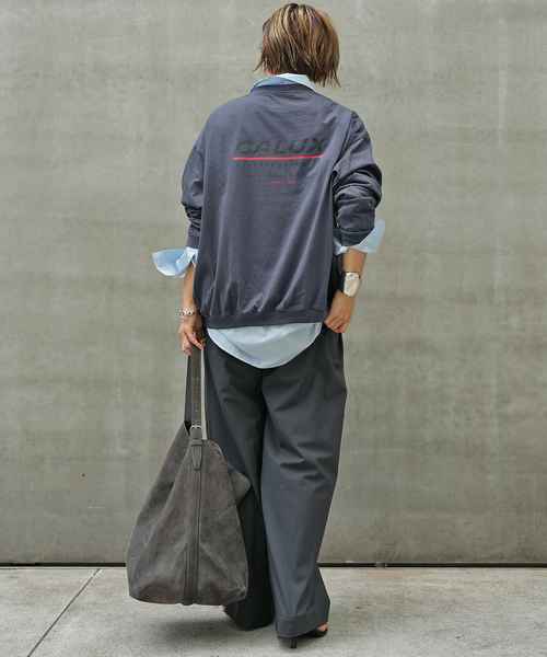 CALUX(キャラクス)の「【CALUX/キャラクス】RIB LOGO ロングスリーブ Tシャツ(Tシャツ/カットソー・レディース・チャコールグレー/ブラック・FREE)」の19枚目の写真