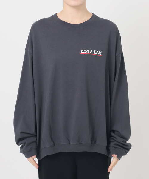 CALUX(キャラクス)の「【CALUX/キャラクス】RIB LOGO ロングスリーブ Tシャツ(Tシャツ/カットソー・レディース・チャコールグレー/ブラック・FREE)」の7枚目の写真