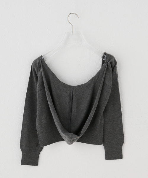 OPEN Yy(オープンワイワイ)の「Geek Office / ギークオフィス OPEN YY Knitted HOODIE SLEEVE LAYER(ニット/セーター・レディース・ブラック・FREE)」の5枚目の写真