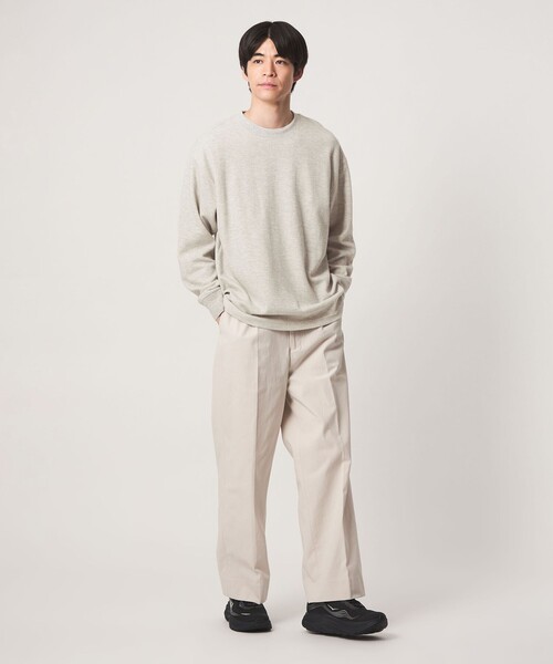 green label relaxing(グリーンレーベルリラクシング)の「ワッフル クルーネック 長袖 Tシャツ カットソー(Tシャツ/カットソー・メンズ・モカ/ブラック/ダークグリーン/グレー系・S/L/M/XL)」の5枚目の写真