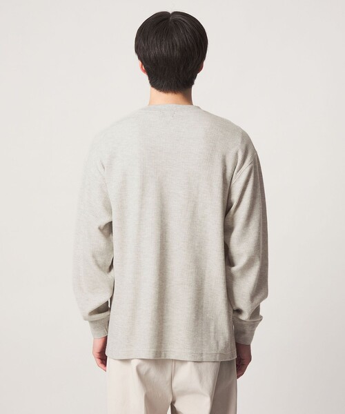 green label relaxing(グリーンレーベルリラクシング)の「ワッフル クルーネック 長袖 Tシャツ カットソー(Tシャツ/カットソー・メンズ・モカ/ブラック/ダークグリーン/グレー系・S/L/M/XL)」の11枚目の写真