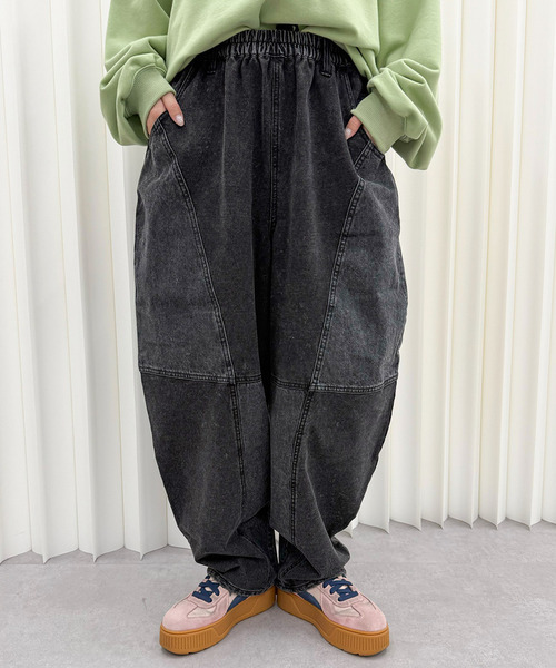DOUBLE NAME(ダブルネーム)の「ケミカルスウェットボールパンツ(デニムパンツ・レディース・ブルー/ブラック系その他・FREE)」の2枚目の写真