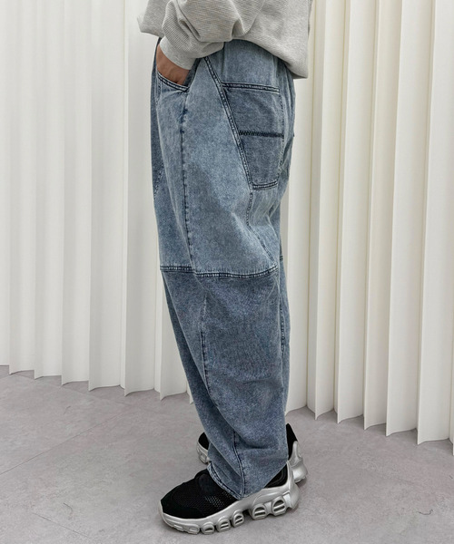 DOUBLE NAME(ダブルネーム)の「ケミカルスウェットボールパンツ(デニムパンツ・レディース・ブルー/ブラック系その他・FREE)」の3枚目の写真
