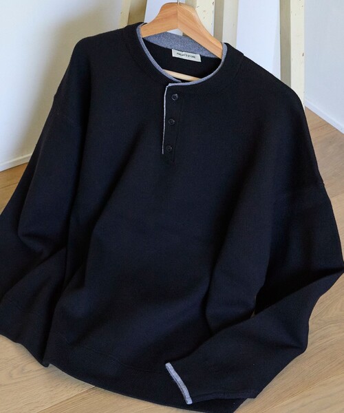FREAK'S STORE(フリークスストア)の「限定展開 フェイクレイヤード 配色 ヘンリーネック ニット(ニット/セーター・メンズ・ネイビー/ブラック/ブラウン/チャコールグレー・MEDIUM/LARGE)」の10枚目の写真