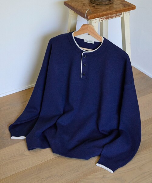 FREAK'S STORE(フリークスストア)の「限定展開 フェイクレイヤード 配色 ヘンリーネック ニット(ニット/セーター・メンズ・ネイビー/ブラック/ブラウン/チャコールグレー・MEDIUM/LARGE)」の12枚目の写真