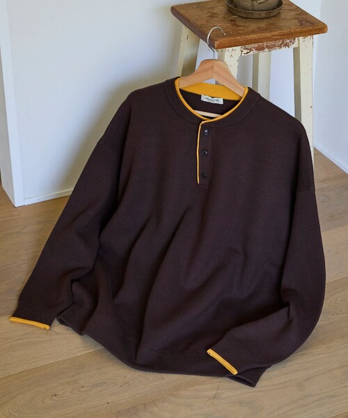 FREAK'S STORE(フリークスストア)の「限定展開 フェイクレイヤード 配色 ヘンリーネック ニット(ニット/セーター・メンズ・ネイビー/ブラック/ブラウン/チャコールグレー・MEDIUM/LARGE)」の15枚目の写真