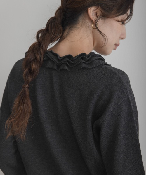 URBAN RESEARCH Sonny Label(アーバンリサーチサニーレーベル)の「『WEB限定』フロントフリルニットプルオーバー(ニット/セーター・レディース・ネイビー/チャコールグレー/オフホワイト・FREE)」の12枚目の写真