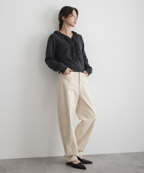 URBAN RESEARCH Sonny Label(アーバンリサーチサニーレーベル)の「『WEB限定』フロントフリルニットプルオーバー(ニット/セーター・レディース・ネイビー/チャコールグレー/オフホワイト・FREE)」の17枚目の写真