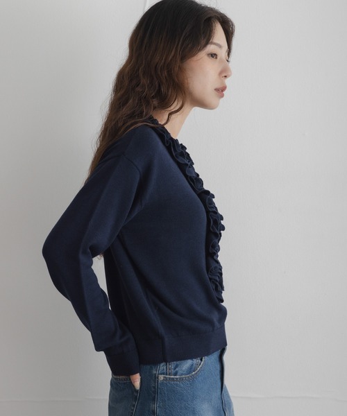 URBAN RESEARCH Sonny Label(アーバンリサーチサニーレーベル)の「『WEB限定』フロントフリルニットプルオーバー(ニット/セーター・レディース・ネイビー/チャコールグレー/オフホワイト・FREE)」の21枚目の写真