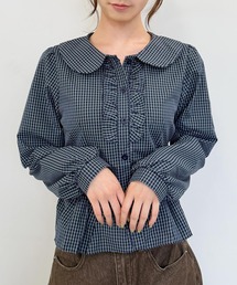 格子チェックブラウス