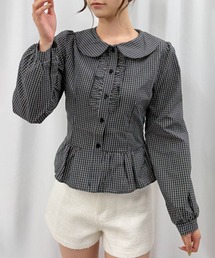 格子チェックブラウス