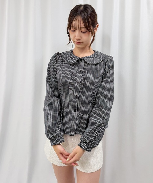 frunco(フランコ)の「格子チェックブラウス(シャツ/ブラウス・レディース・ブラウン/ネイビー/ブラック・FREE)」の13枚目の写真