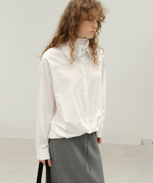 Balloon Hem Scarf Shirt - Off White