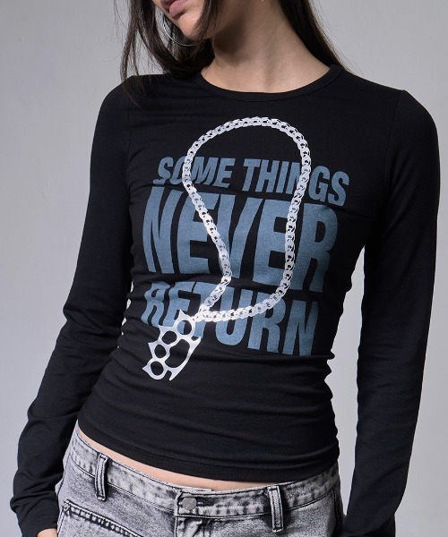 FANCY CLUB(ファンシークラブ)の「A'GEM/9 × .kom 『FANCY CLUB/ファンシークラブ』 KNUCKLE CHAIN LONG SLEEVE/ナックルチェーンロングスリーブカットソー(Tシャツ/カットソー・レディース・ホワイト/ブラック・FREE)」の6枚目の写真