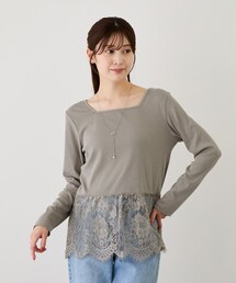 前後2WAYレースヘム長袖Tシャツ