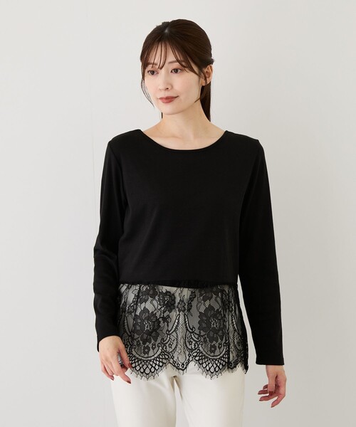 Jayro（ジャイロ）の「前後2WAYレースヘム長袖Tシャツ（Tシャツ/カットソー・レディース・グレー/ブラック・M）」の3枚目の写真