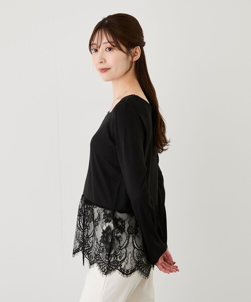Jayro（ジャイロ）の「前後2WAYレースヘム長袖Tシャツ（Tシャツ/カットソー・レディース・グレー/ブラック・M）」の4枚目の写真