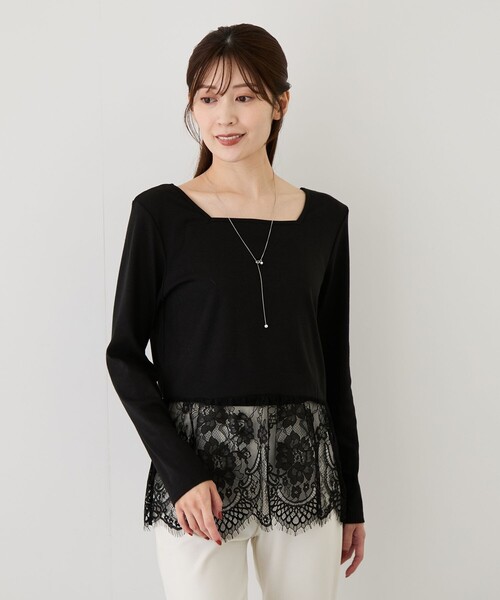 Jayro（ジャイロ）の「前後2WAYレースヘム長袖Tシャツ（Tシャツ/カットソー・レディース・グレー/ブラック・M）」の6枚目の写真