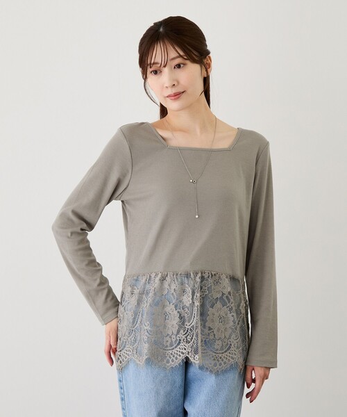 Jayro（ジャイロ）の「前後2WAYレースヘム長袖Tシャツ（Tシャツ/カットソー・レディース・グレー/ブラック・M）」の10枚目の写真