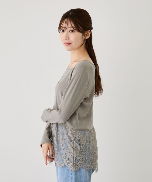 Jayro（ジャイロ）の「前後2WAYレースヘム長袖Tシャツ（Tシャツ/カットソー・レディース・グレー/ブラック・M）」の11枚目の写真