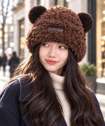 Mayree（メイリー）の「【Bls】【ZA】【Bling Leads】くまさんボアニット帽子 ニットキャップ(BL)（ニットキャップ/ビーニー）」