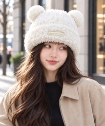Mayree（メイリー）の「【Bls】【ZA】【Bling Leads】くまさんボアニット帽子 ニットキャップ(BL)（ニットキャップ/ビーニー）」