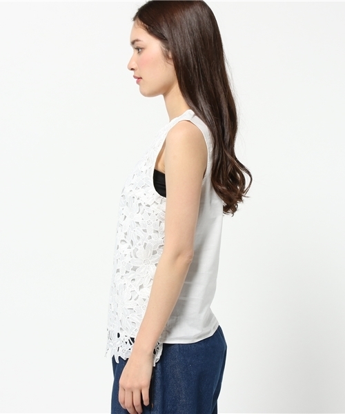 LBC（エルビーシー）の「レースノースリブラウス（シャツ/ブラウス・レディース・ネイビー/オフホワイト・LARGE/MEDIUM）」の3枚目の写真