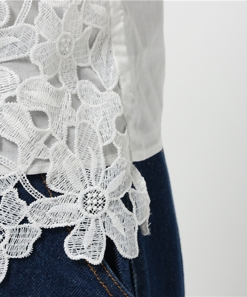 LBC（エルビーシー）の「レースノースリブラウス（シャツ/ブラウス・レディース・ネイビー/オフホワイト・LARGE/MEDIUM）」の8枚目の写真