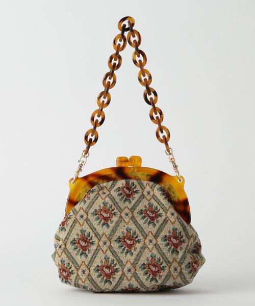 Another Edition（アナザーエディション）の「ゴブランチェーンバッグ（ショルダーバッグ・レディース・ブラック/ナチュラル・フリー）」の5枚目の写真