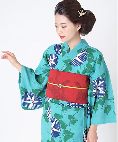 セール】【完売】グリーン×ブルー 朝顔 昭和レトロ 浴衣