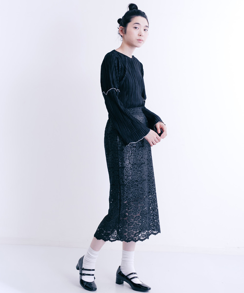 merlot plus（メルロープリュス）の「総レース花柄スカート2431（スカート・レディース・ブラック/ネイビー/ワイン・FREE）」の8枚目の写真