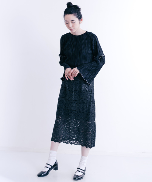 merlot plus（メルロープリュス）の「総レース花柄スカート2431（スカート・レディース・ブラック/ネイビー/ワイン・FREE）」の15枚目の写真