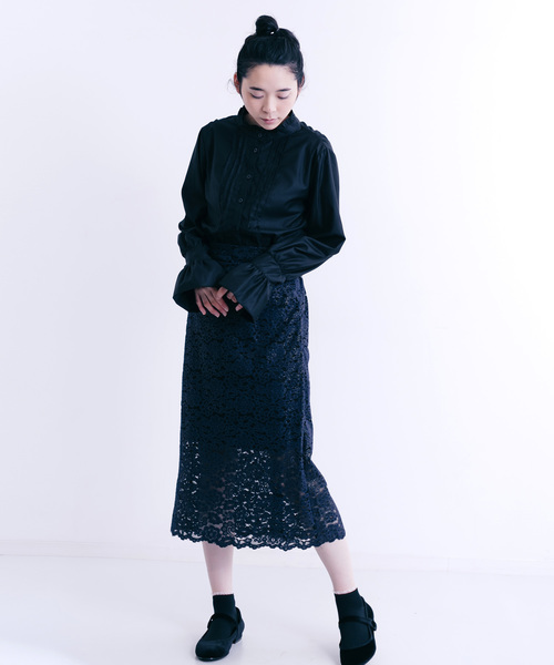 merlot plus（メルロープリュス）の「総レース花柄スカート2431（スカート・レディース・ブラック/ネイビー/ワイン・FREE）」の17枚目の写真