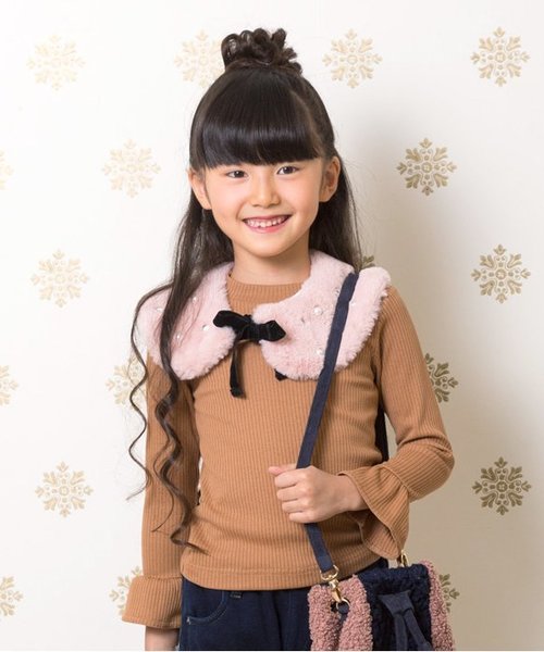 apres les cours（アプレレクール）の「袖フレアリブTシャツ(機能性)（Tシャツ/カットソー・キッズ・ブラック/キャメル/ラベンダー/アイボリー・80/130/140/100/110/120/90）」の4枚目の写真