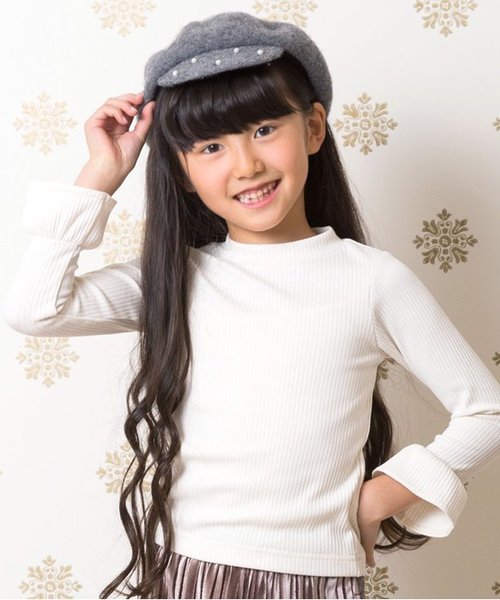 apres les cours（アプレレクール）の「袖フレアリブTシャツ(機能性)（Tシャツ/カットソー・キッズ・ブラック/キャメル/ラベンダー/アイボリー・80/130/140/100/110/120/90）」の2枚目の写真