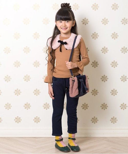 apres les cours（アプレレクール）の「袖フレアリブTシャツ(機能性)（Tシャツ/カットソー・キッズ・ブラック/キャメル/ラベンダー/アイボリー・80/130/140/100/110/120/90）」の21枚目の写真